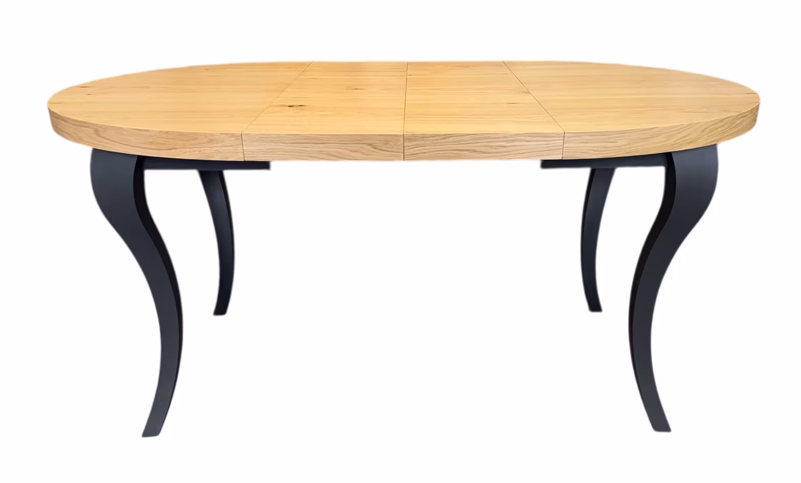 stół okrągły ludwik z czarnymi nogami i dębowym blatem, system rozkładania, zdjęcie numer 2