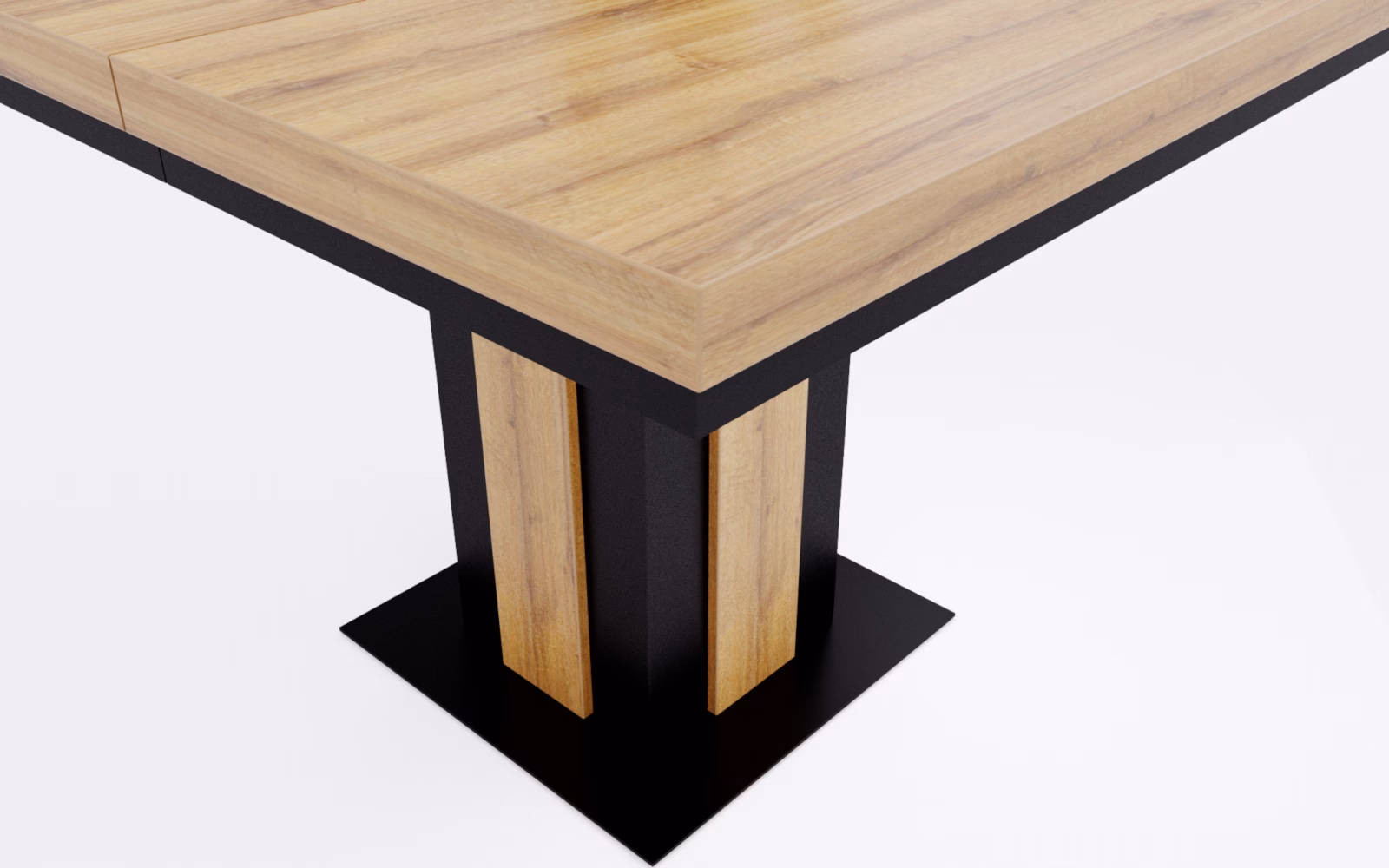 stół z szerokimi lamelami Fenix, rozkładany, kwadratowy, ujęcie na blat