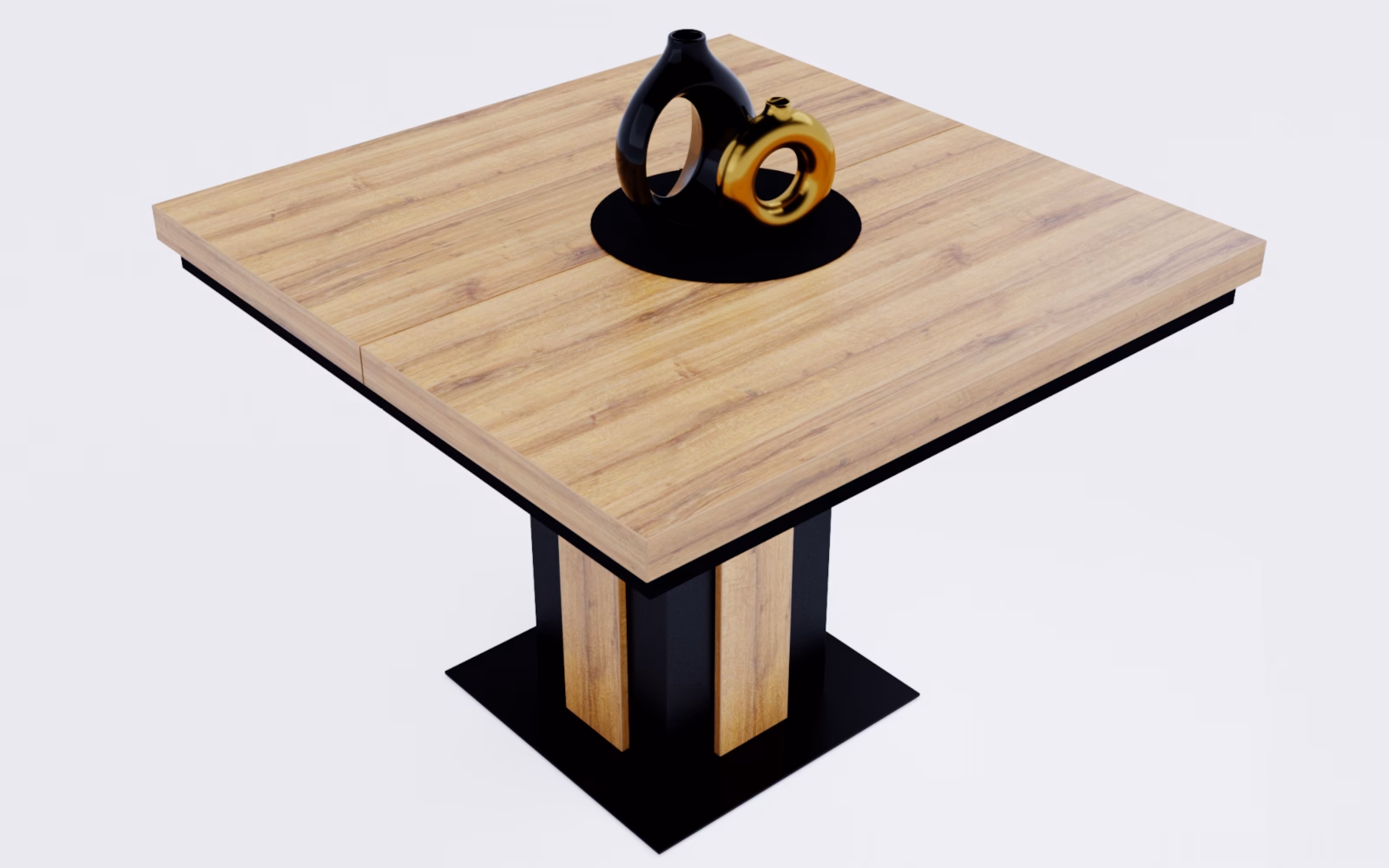 stół z szerokimi lamelami Fenix, rozkładany, kwadratowy, ujęcie z góry